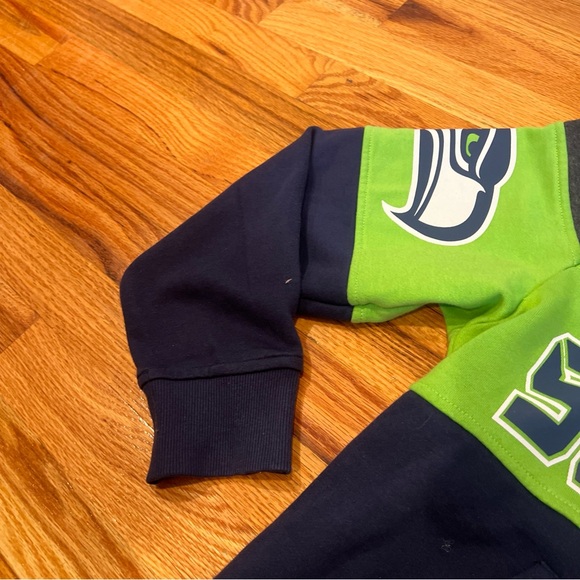 Seattle Seahawks Starter Extreme Pullover Hoodie HeatherCharcoal/CollegeNavy Med - Picture 6 of 9